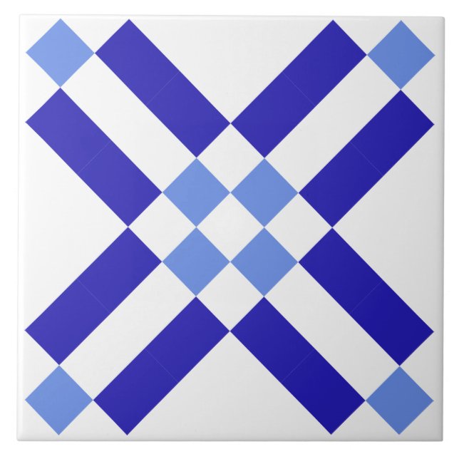 Azulejo de padrão clássico azul e branco quadrado  (Frente)