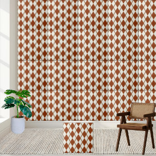 Azulejo de Padrão de Estilo Castanho e Branco