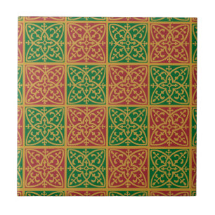 Azulejo de Padrão de Feriado Verde Vermelho