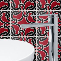 Azulejo de Padrão de Nó Celta Preto e Vermelho