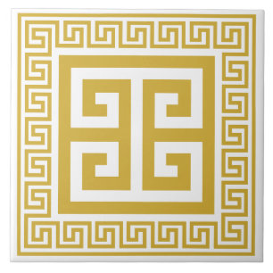 Azulejo de Padrão de Ouro Chave Grego - Cerâmica