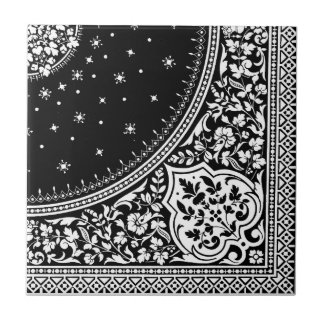 Azulejo de Padrão de Rug Persa Preto e Branco