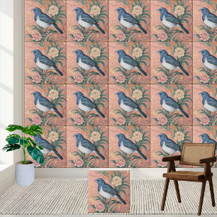 Azulejo de Padrão Floral Bluebird Chinoiserie
