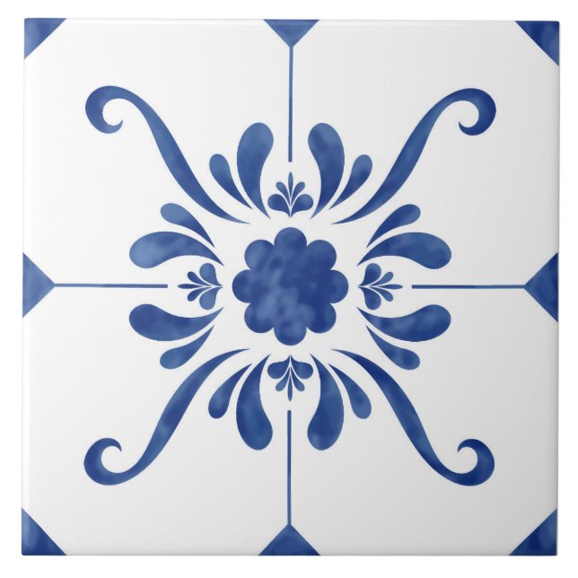 Azulejo de Padrão Floral Decorativo (Frente)