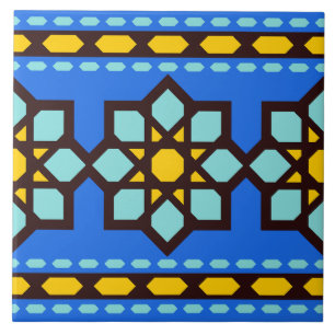 Azulejo de padrão geométrico islâmico azul