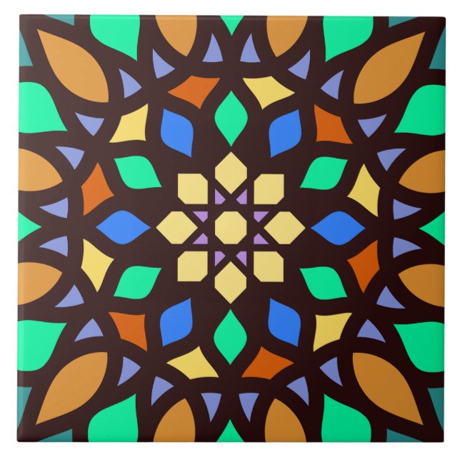 azulejo de padrão geométrico mosaico islâmico (Frente)