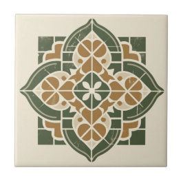 Azulejo de padrão geométrico verde, Dourado e crem