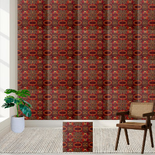Azulejo de padrão inspirado africano vermelho e Do