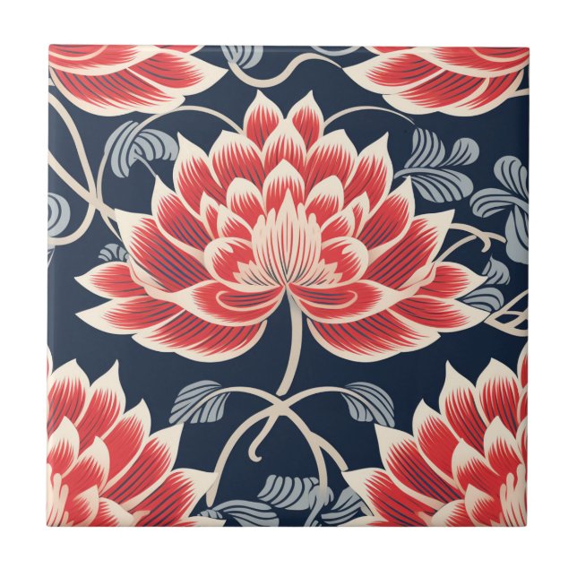 Azulejo de Padrão Kimono por Chrysanthemum Japonês (Frente)