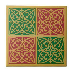 Azulejo de padrão Red Green Fleur de Lis
