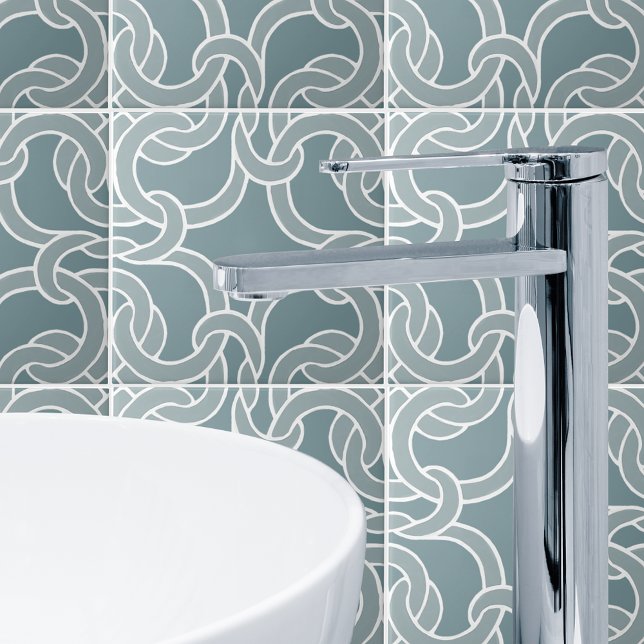 Azulejo de Padrão Sage Green White Celtic Knot Ine (Criador carregado)