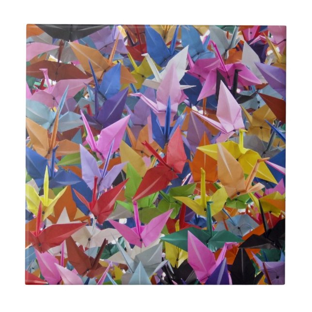 Azulejo de papel de 1.000 guindastes de Origami (Frente)
