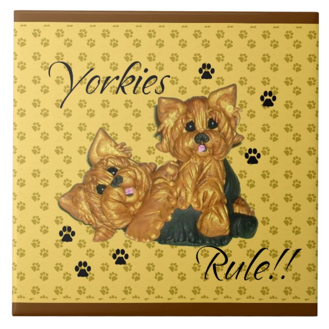 Azulejo de Pawprint da regra de Yorkies (Frente)