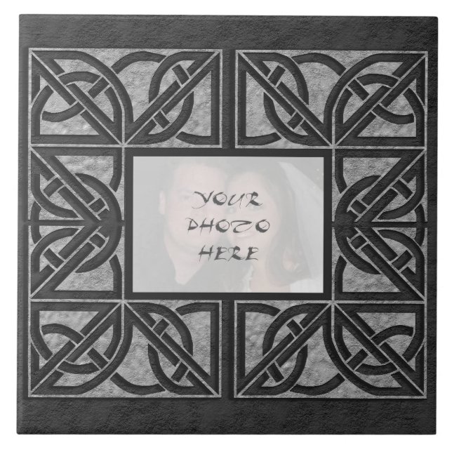 Azulejo "de pedra" cinzento celta do quadro da (Frente)