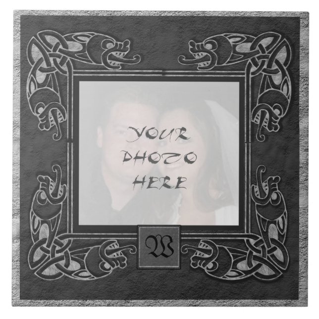 Azulejo "de pedra" cinzento celta do quadro da (Frente)