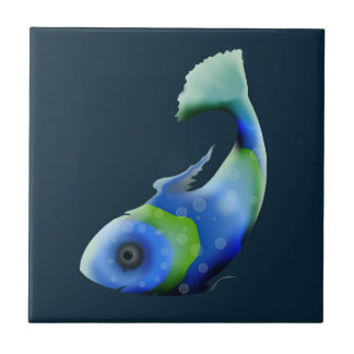 Azulejo de Peixe Verde e Azul