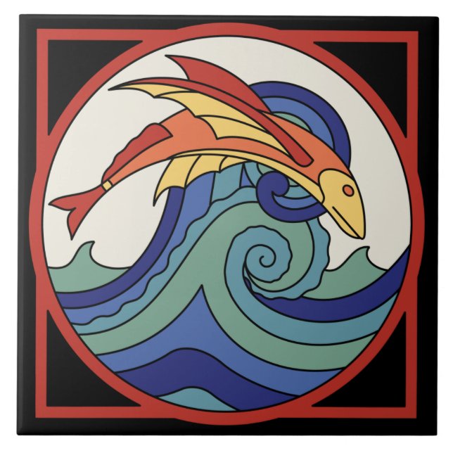 Azulejo de Peixes Voadores da Ilha da Catalunha (Frente)