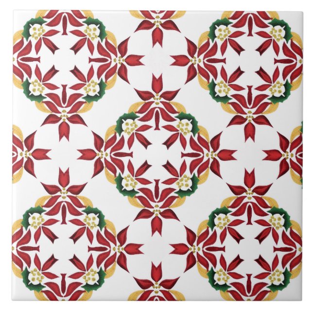 azulejo de poinsettia de natal (Frente)
