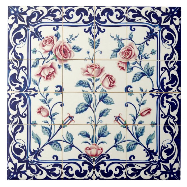 azulejo de rendilhado de rosa (Frente)