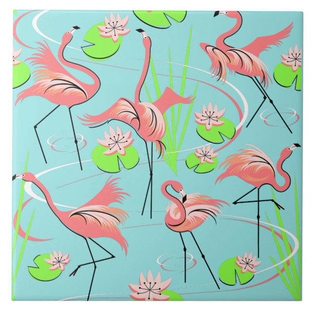 Azulejo de repetição Flamingo Fandango (Frente)