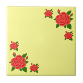 Azulejo de Rosa Vermelha Com Botões