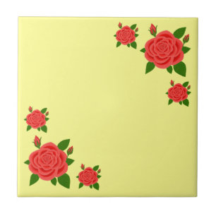 Azulejo de Rosa Vermelha Com Botões
