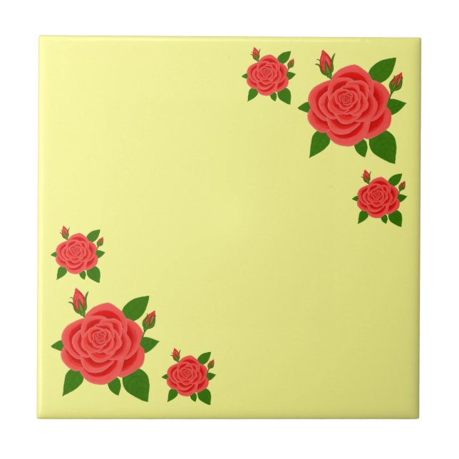 Azulejo de Rosa Vermelha Com Botões (Frente)