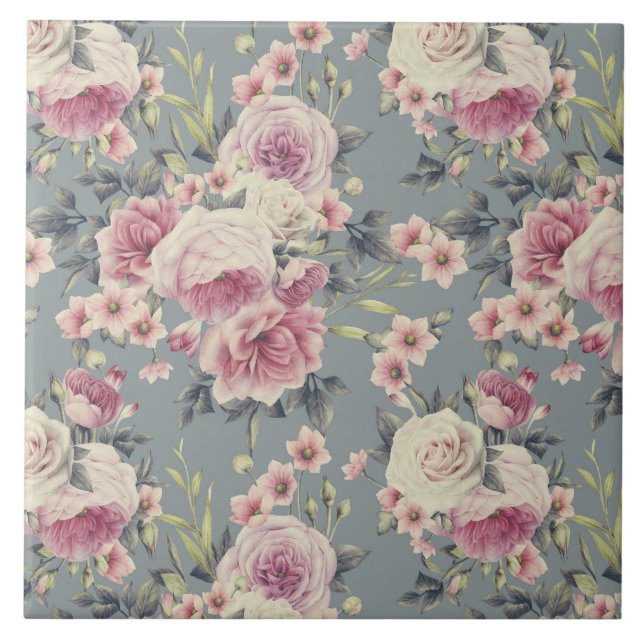 azulejo de rosas rosa (Frente)
