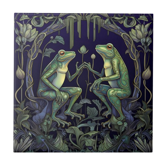 Azulejo de Sapos Art Nouveau (Coleção de pântanos) (Frente)