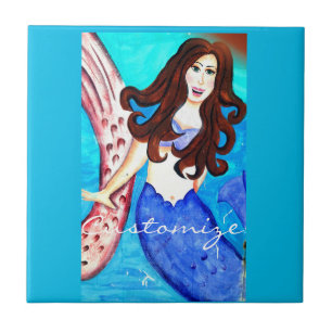 azulejo de sereia azul-brunette