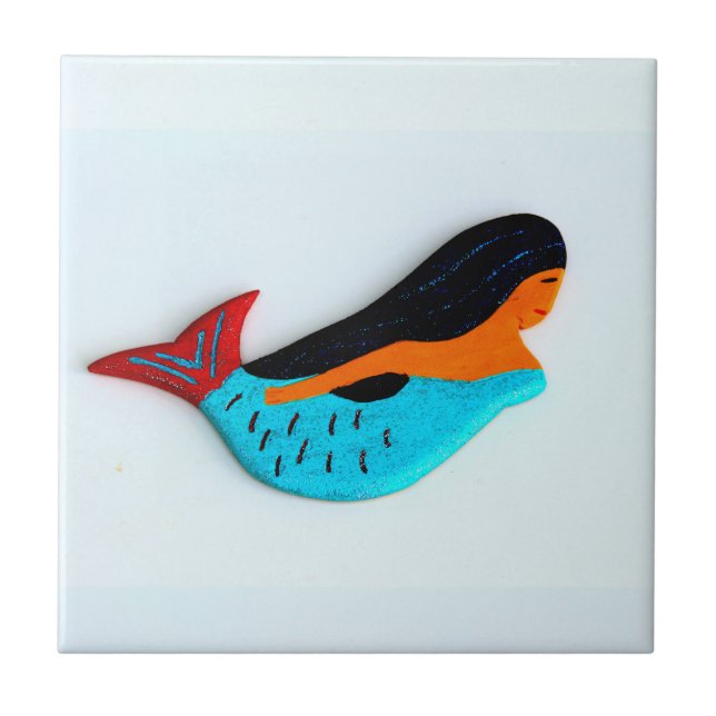 azulejo de sereia de natação azul (Frente)