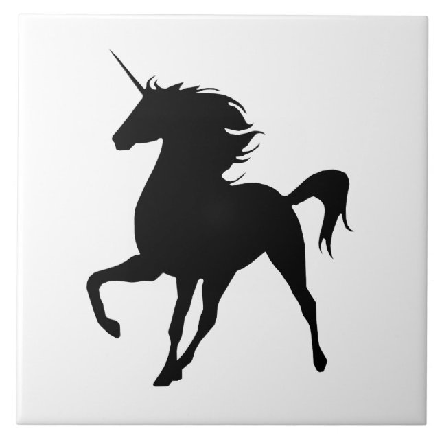 Azulejo de silhueta preto Unicorn (Frente)
