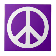 Azulejo de Símbolo de Paz em Púrpura e Branco