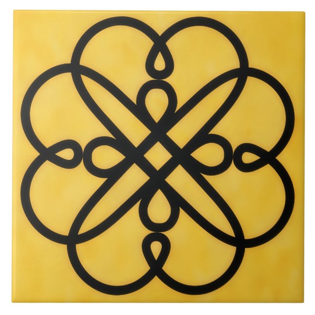 Azulejo de Símbolo Estilo Celta Dourado e Preto (Frente)