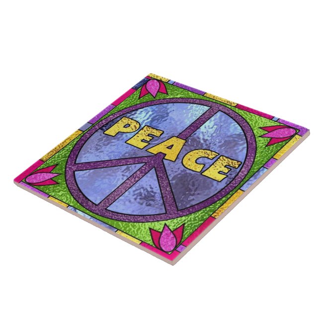 Azulejo de sinal de paz de vidro com mancha falsa (Lateral)