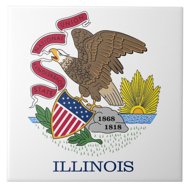 Azulejo de Sinalizador do Estado de Illinois (Frente)