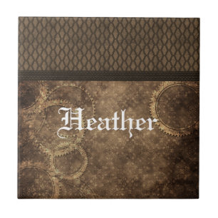 Azulejo de Steampunk da engrenagem do metal, Brown