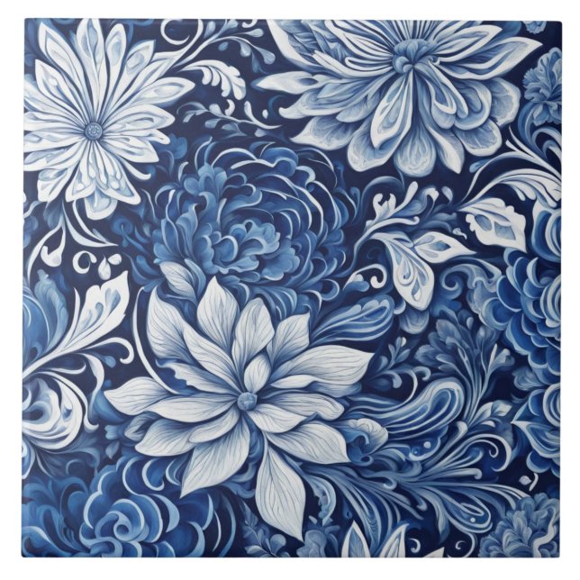 azulejo de tapeçaria de pétala índigo (Frente)