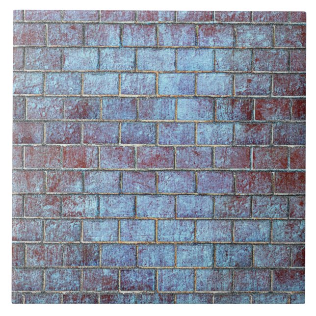 azulejo de tijolo grunge azul (Frente)