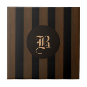 Azulejo de tira de carmim e preto - Monograma B