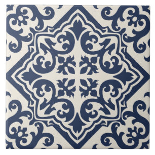 Azulejo de Trabalho de Enrolamento Andaluz Azul Na