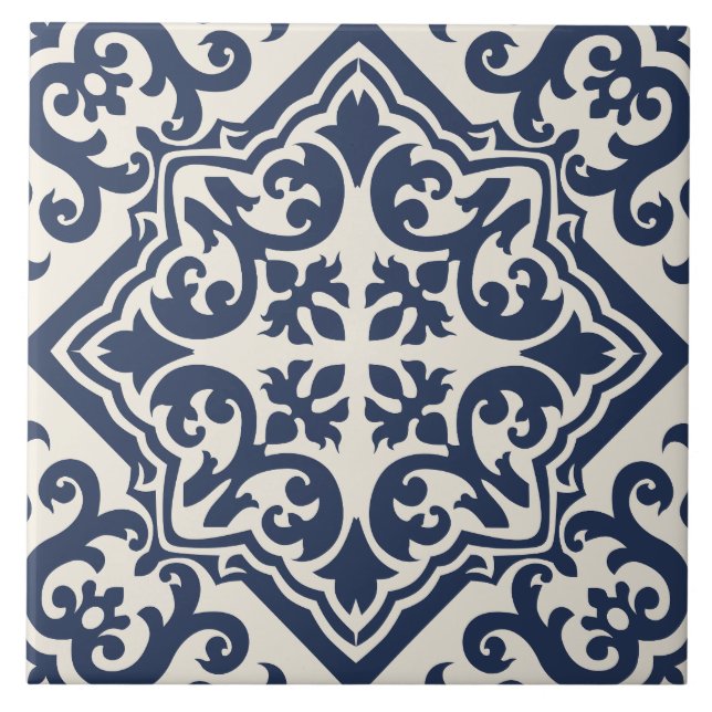 Azulejo de Trabalho de Enrolamento Andaluz Azul Na (Frente)