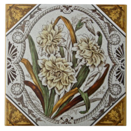 Azulejo de transferência floral vitoriano dos anos