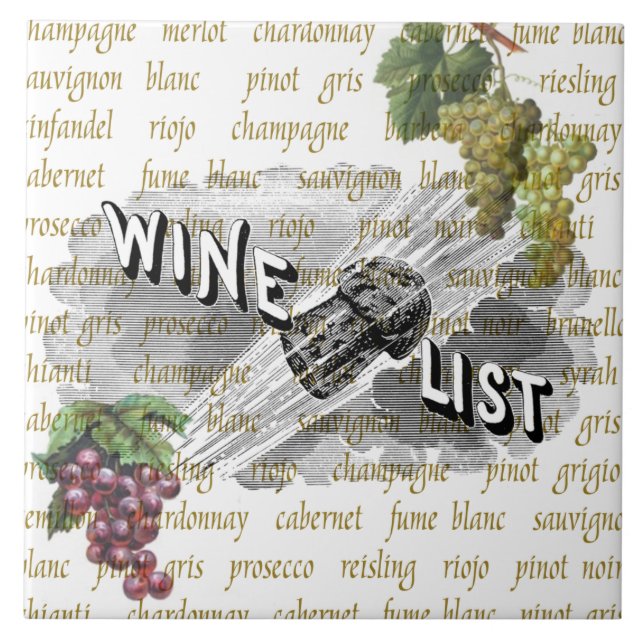 Azulejo de Trivet das uvas da carta de vinhos do (Frente)