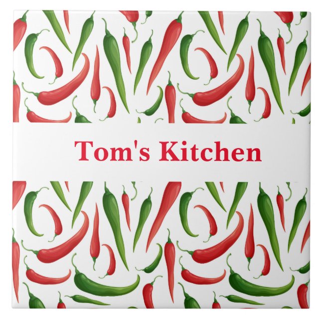 Azulejo de Trivet Pimentos de Nome Personalizado (Frente)