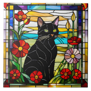 Azulejo de Vidro Arrependido de Gato Preto