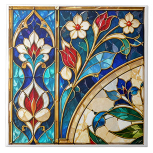 Azulejo de Vidro Colorido Floral de Damasco e Tuli