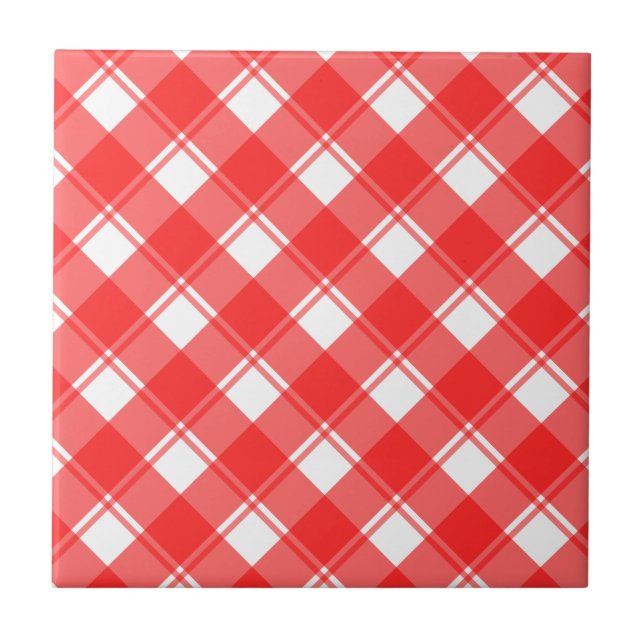 Azulejo de Xadrez e Listras Vermelhas e Brancas Re (Frente)