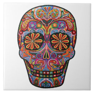 Azulejo decorado caveira bordada