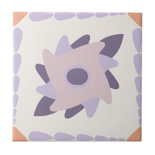 Azulejo decorativo colorido roxo pastel (Frente)